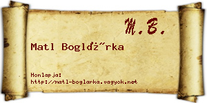 Matl Boglárka névjegykártya